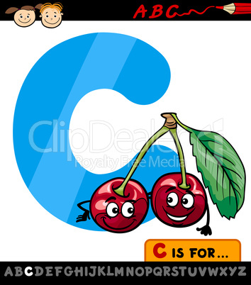 letter c with cherry cartoon illustration