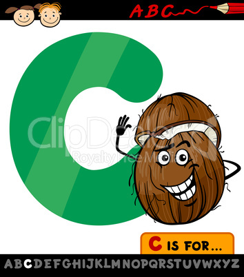 letter c with coconut cartoon illustration