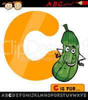 letter c with cucumber cartoon illustration