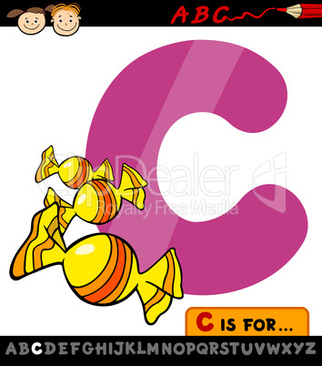 letter c with candy cartoon illustration