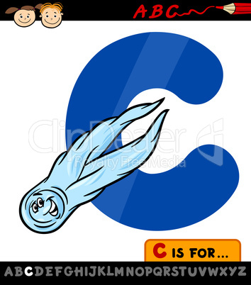 letter c with comet cartoon illustration