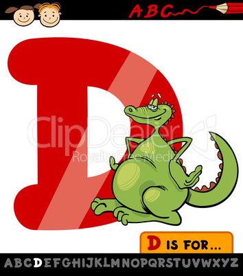 letter d with dragon cartoon illustration