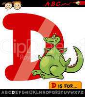 letter d with dragon cartoon illustration