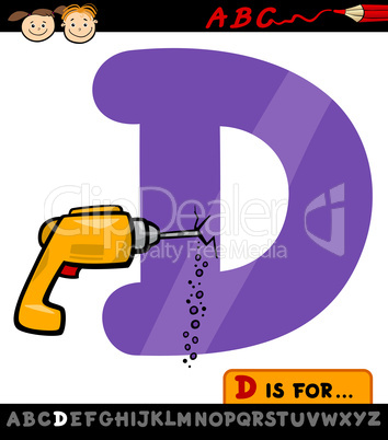 letter d with drill cartoon illustration