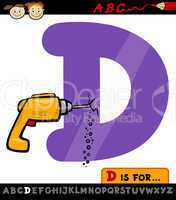 letter d with drill cartoon illustration