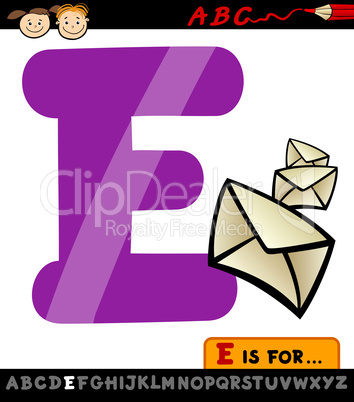 letter e with envelope cartoon illustration