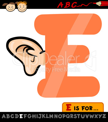 letter e with ear cartoon illustration