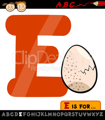 letter e with egg cartoon illustration