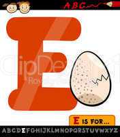 letter e with egg cartoon illustration