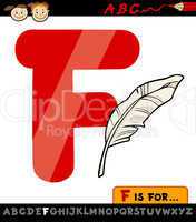 letter f with feather cartoon illustration
