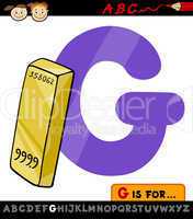 letter g with gold cartoon illustration