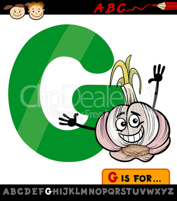 letter g with garlic cartoon illustration