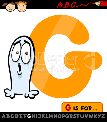 letter g with ghost cartoon illustration
