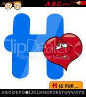 letter h with heart cartoon illustration