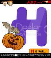 letter h for halloween cartoon illustration
