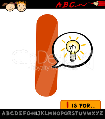 letter i with idea sign cartoon illustration