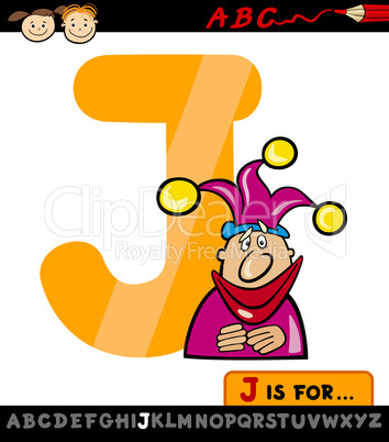 letter j with jester cartoon illustration