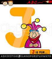 letter j with jester cartoon illustration