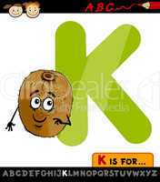 letter k with kiwi cartoon illustration