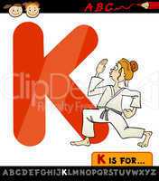letter k with karate cartoon illustration
