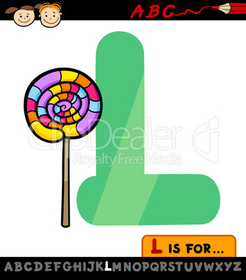 letter l with lollipop cartoon illustration