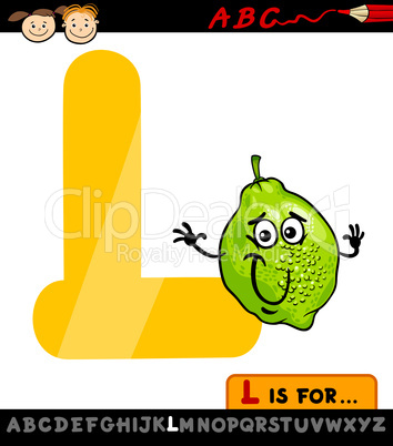 letter l with lime cartoon illustration