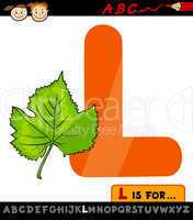 letter l with leaf cartoon illustration