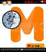 letter m with moon cartoon illustration