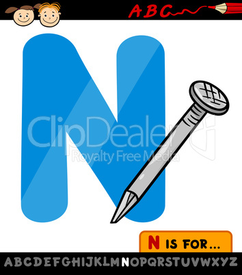 letter n with nail cartoon illustration
