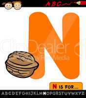 letter n with nut cartoon illustration