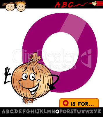 letter o with onion cartoon illustration