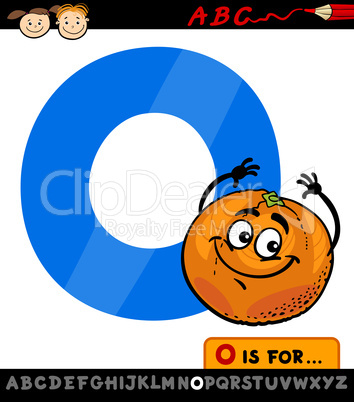 letter o with orange cartoon illustration