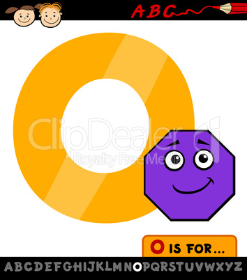 letter o with octagon cartoon illustration
