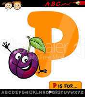 letter p with plum cartoon illustration