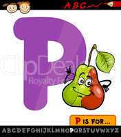 letter p with pear cartoon illustration