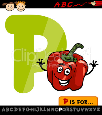 letter p with pepper cartoon illustration