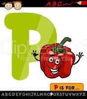 letter p with pepper cartoon illustration