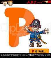 letter p with pirate cartoon illustration