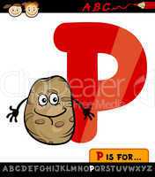 letter p with potato cartoon illustration
