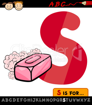 letter s with soap cartoon illustration