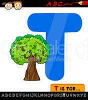 letter t with tree cartoon illustration