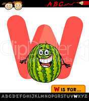 letter w with watermelon cartoon illustration