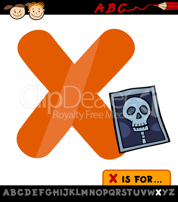 letter x with x-ray cartoon illustration
