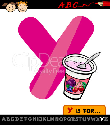 letter y with yogurt cartoon illustration