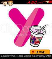 letter y with yogurt cartoon illustration