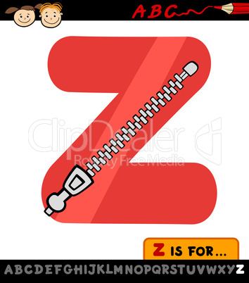 letter z with zipper cartoon illustration