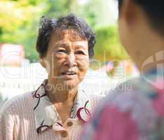 Asian senior women having conversation