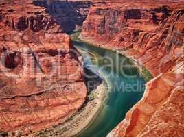 Horseshoe Bend, Arizona. Wonderful aerial view in summer season