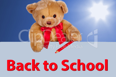 Teddy Bear on the shield to School