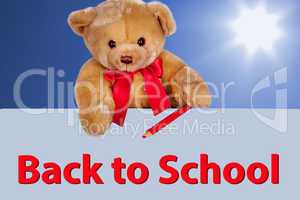 Teddy Bear on the shield to School